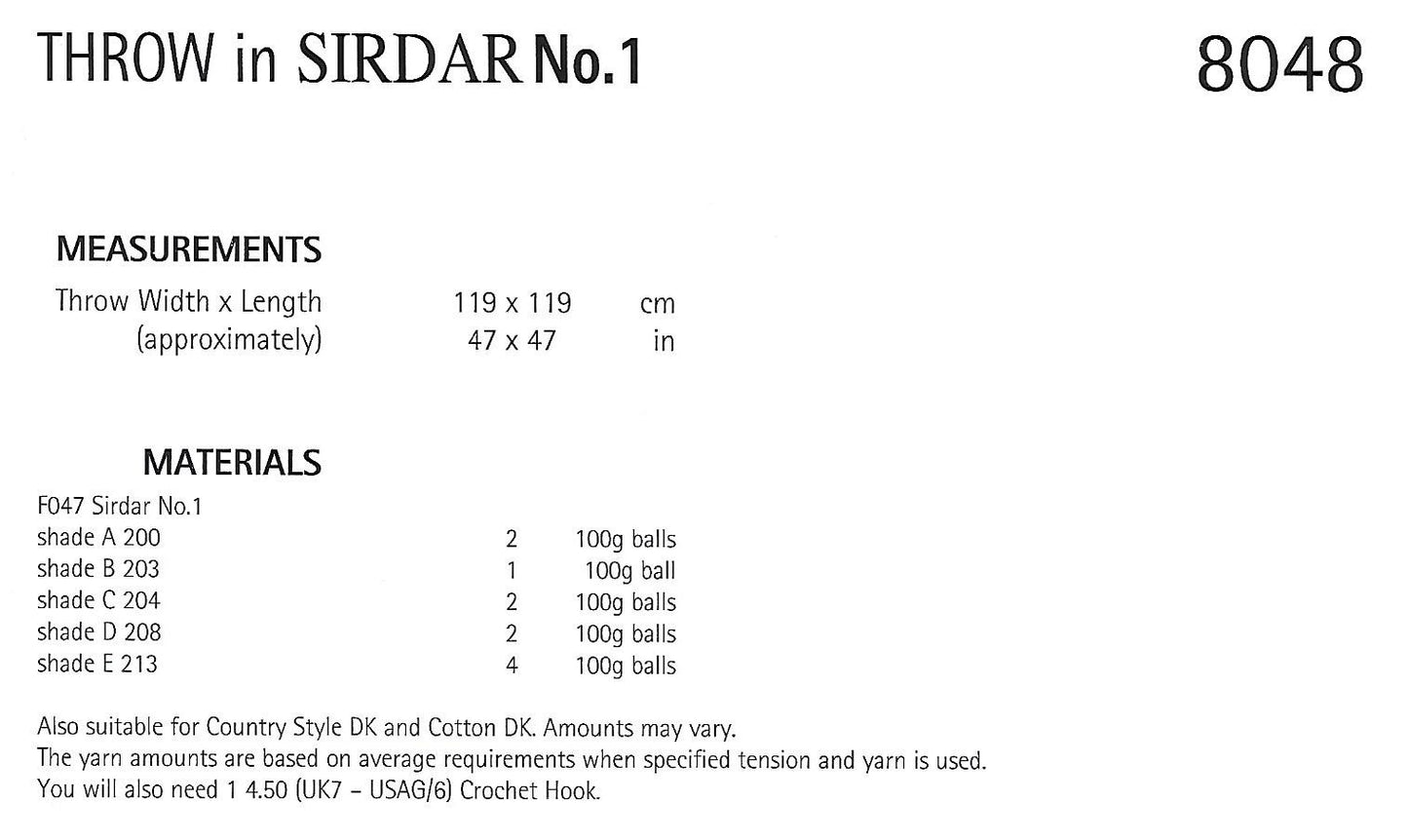 Crochet Pattern 8048 - Blanket/Throw in Sirdar No1 DK