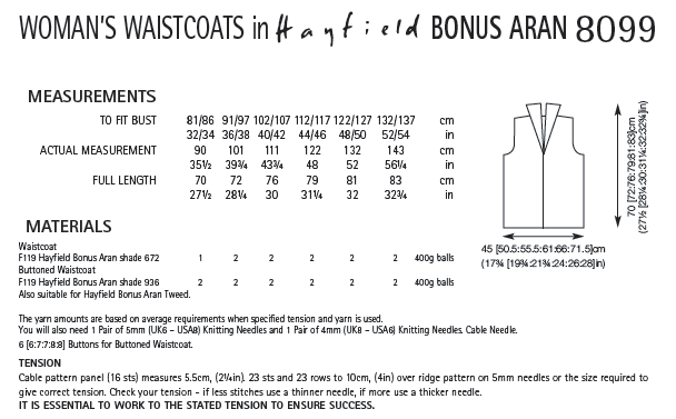 Knitting Pattern 8099 - Waistcoats in Bonus Aran