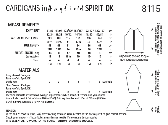 Knitting Pattern 8115 - Cardigans in Spirit DK
