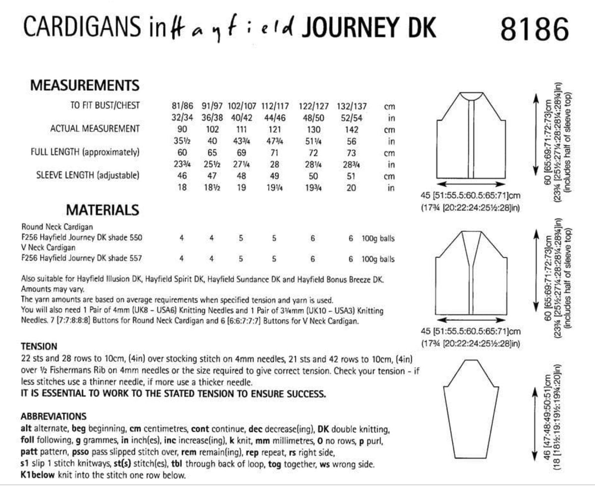 Knitting Pattern 8186 - Cardigans in Journey DK