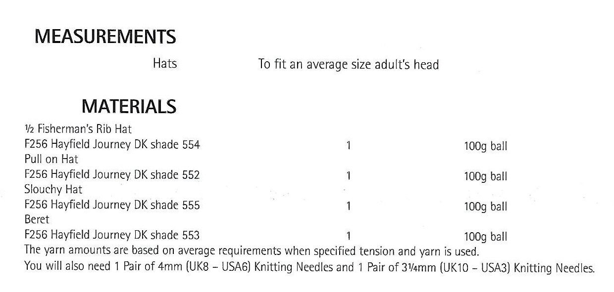Knitting Pattern 8187 - Hats in Journey DK
