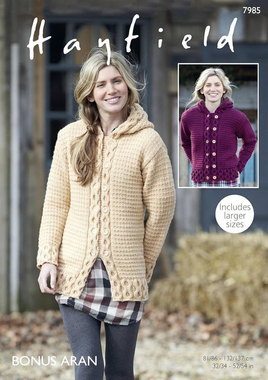 Knitting Pattern 7985 - Jackets in Bonus Aran