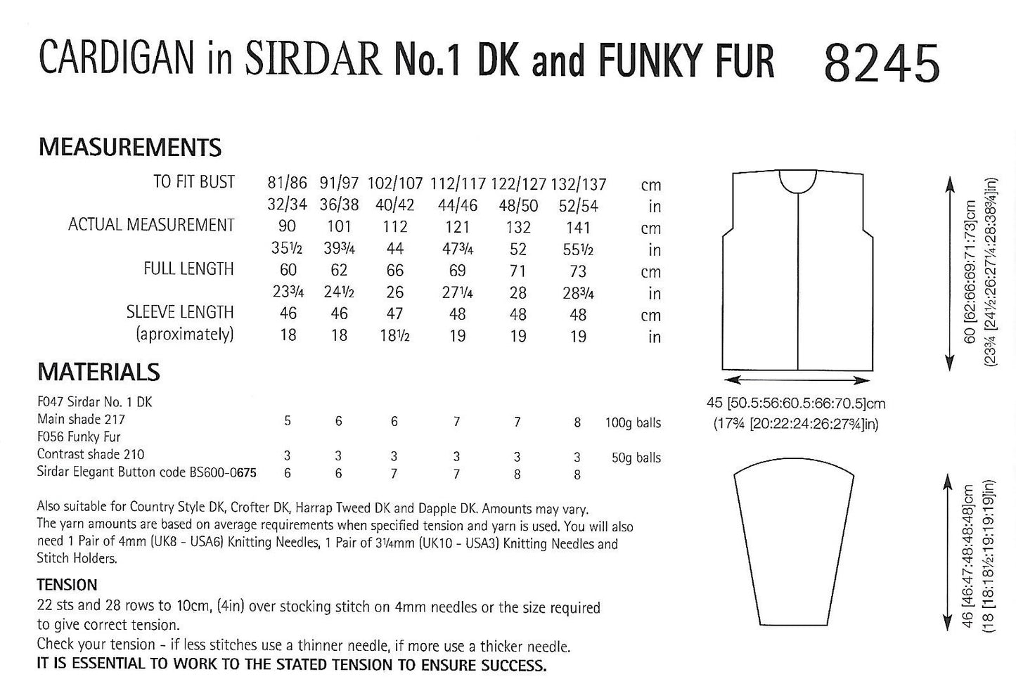 Knitting Pattern 8245 - Cardigan in No1 DK & Funky Fur