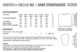 Knitting Pattern 8268 - SWEATER IN SIRDAR NO 1 STONEWASHED ARAN