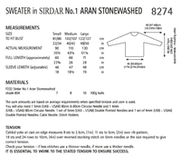 Knitting Pattern 8274 - SWEATER IN SIRDAR NO 1 STONEWASHED ARAN