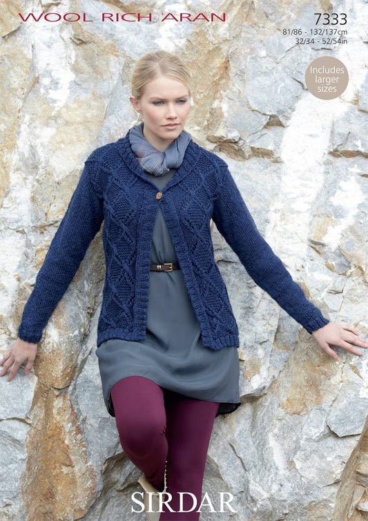 Knitting Pattern 7333 - Jacket in Wool Rich Aran