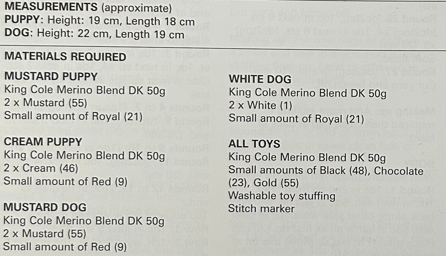 Crochet Pattern 9044- Amigurumi Crochet Dogs in DK