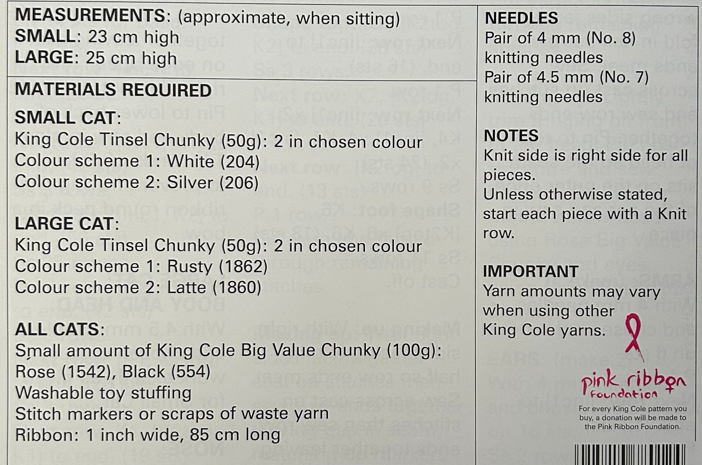 Knitting Pattern 9049 - Cats in Tinsel Chunky