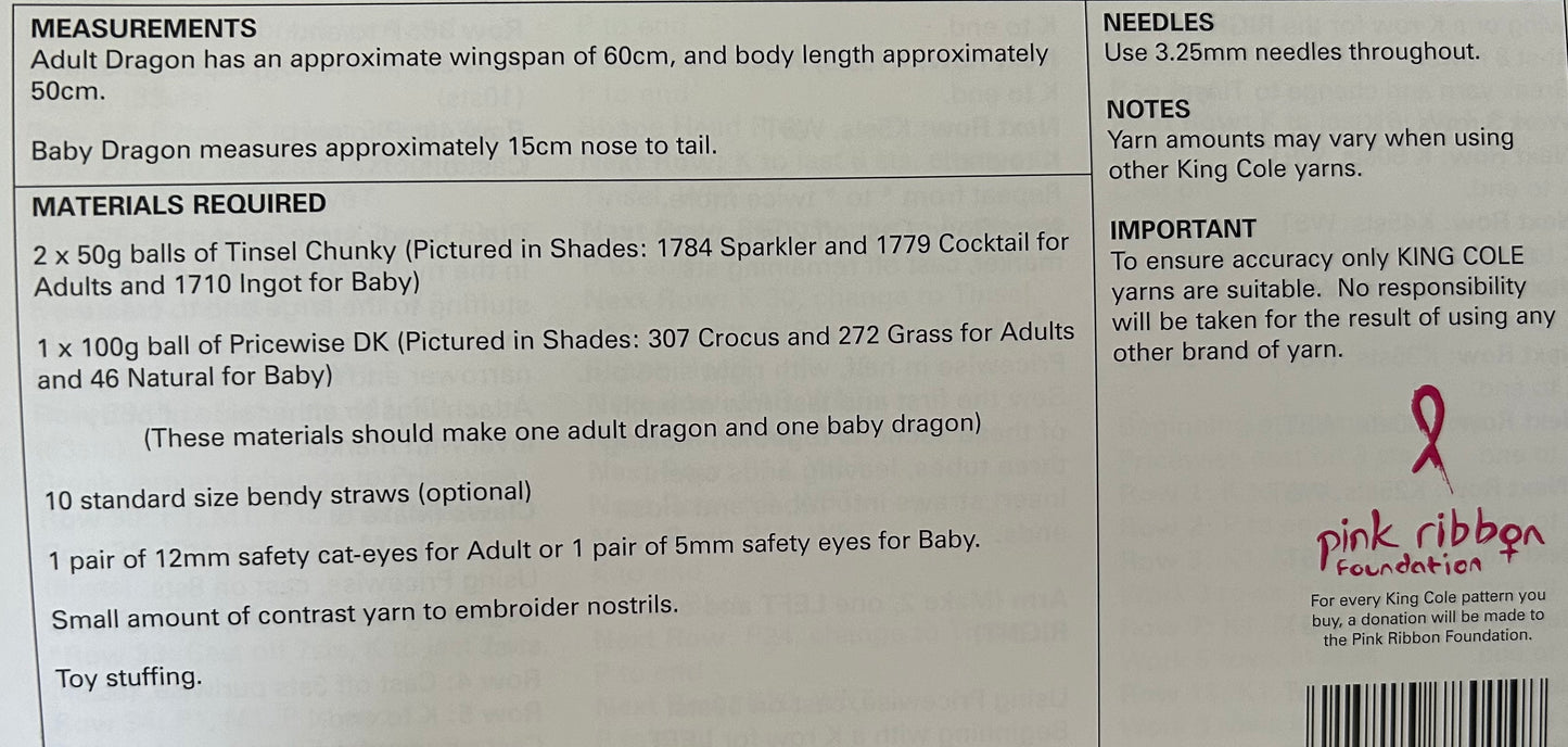Knitting Pattern 9051 - Dragons in Tinsel Chunky & DK
