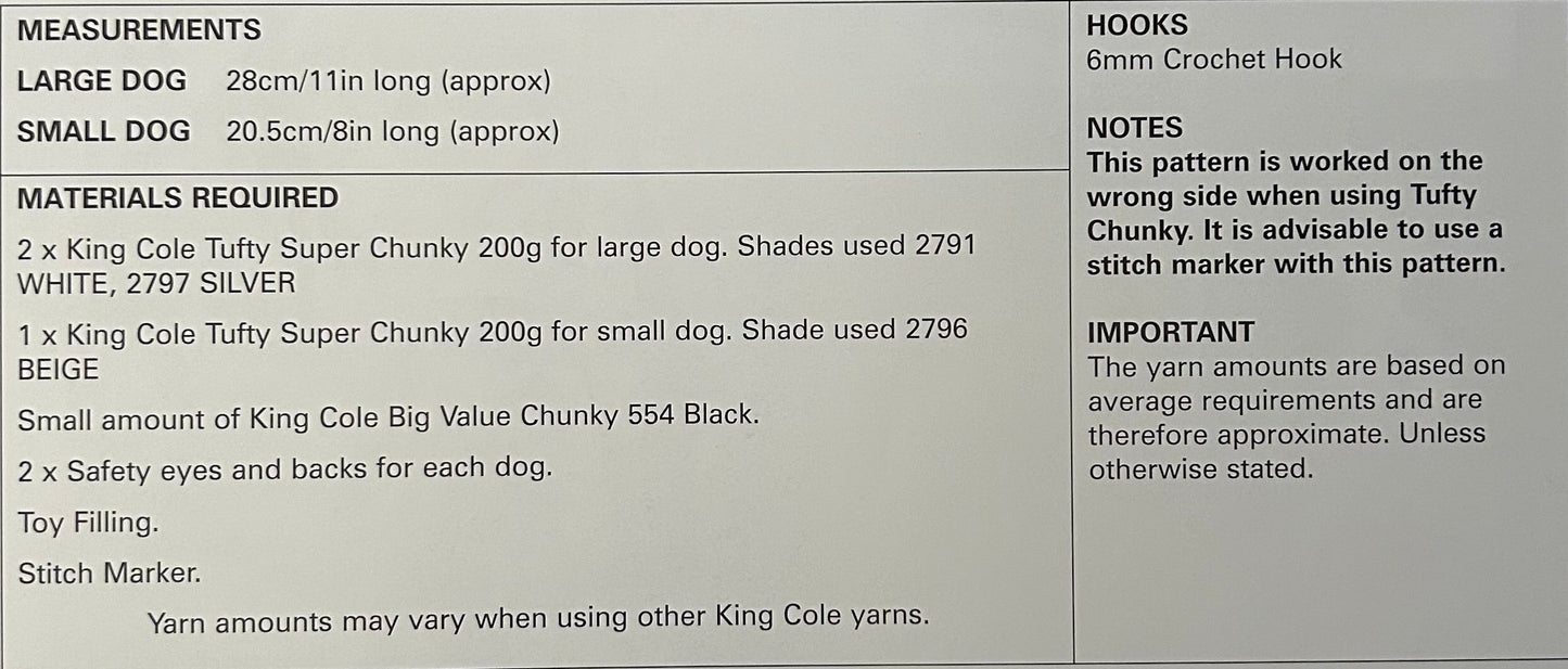 Crochet Pattern 9090 - Dog Family in Tufty Super Chunky