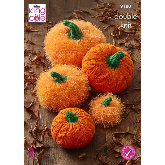 Knitting Pattern 9180 - Halloween Pumpkin Stack Knitted in Tinsel Chunky, Big Value DK 50g & Pricewise DK