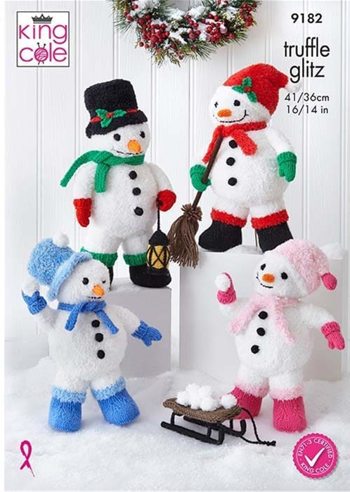 Knitting Pattern 9182 - Snowmen Knitted in Truffle Glitz