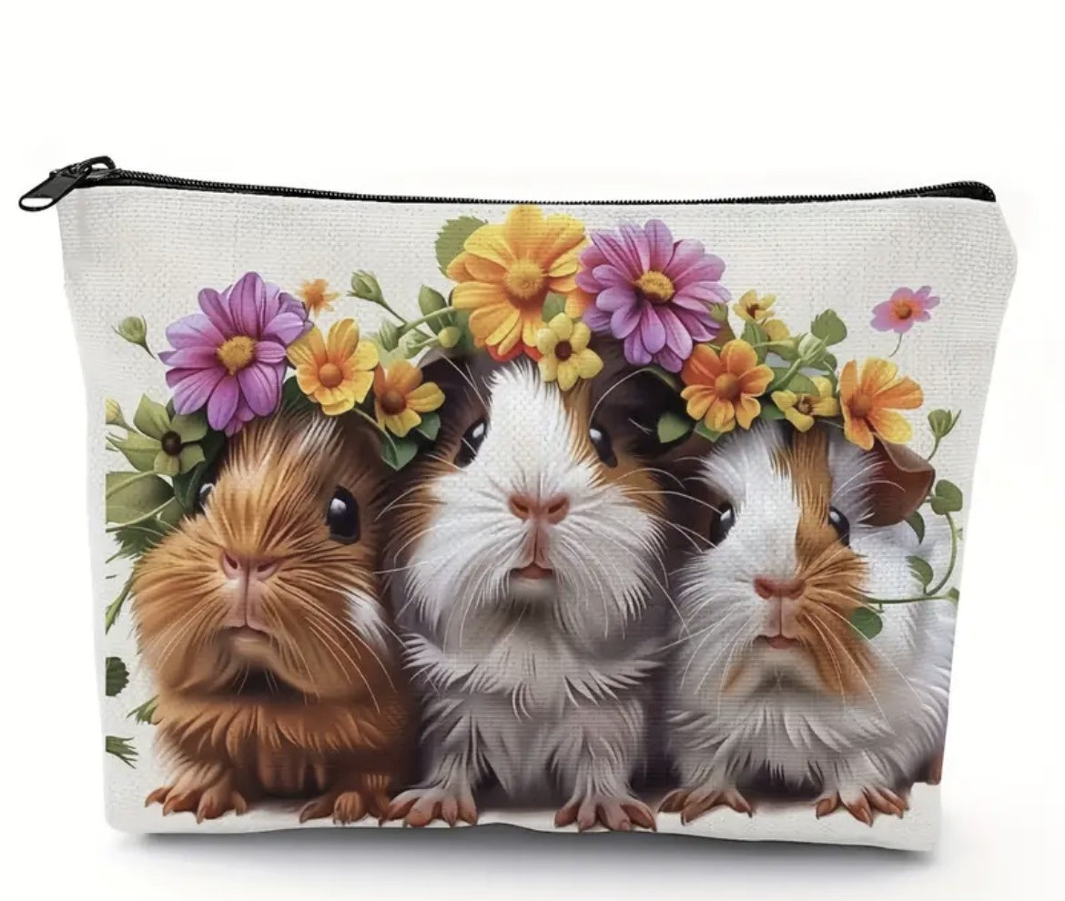 Zipped Pouch - Floral Guinea pig