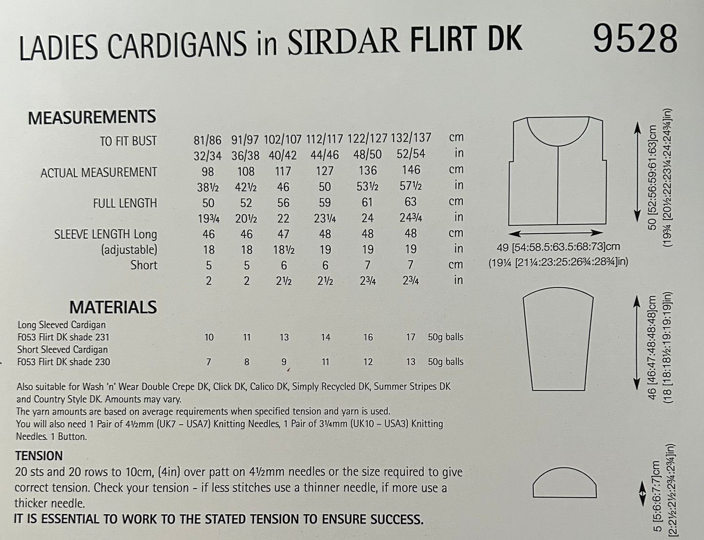 Knitting Pattern 9528 - Ladies Cardigans in Flirt DK