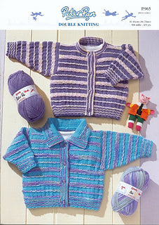 Knitting Pattern P965 - Cardigans with Collar or Round Neck in Peter Pan DK