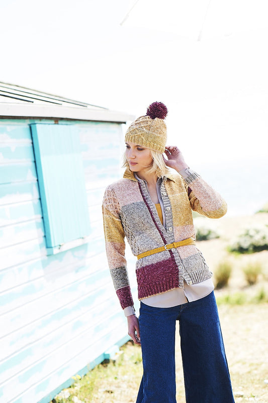 Knitting Pattern 9672 - Cardigan, Hat and Wrist Warmers in Batik Swirl DK