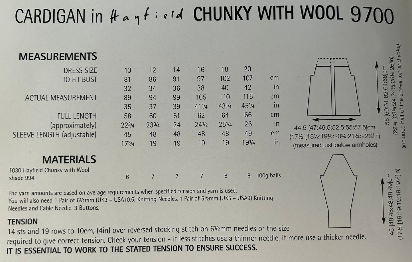 Knitting Pattern 9700 - Cardigan in Chunky
