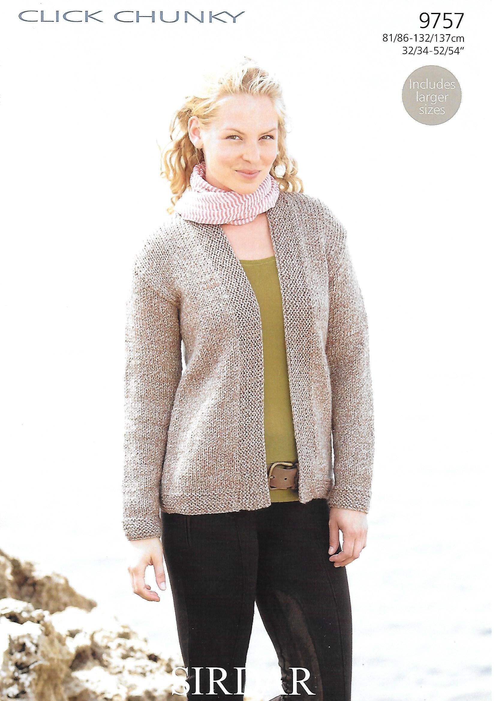 Knitting Pattern 9757 - Cardigan in Click Chunky – Mavis of Bushey