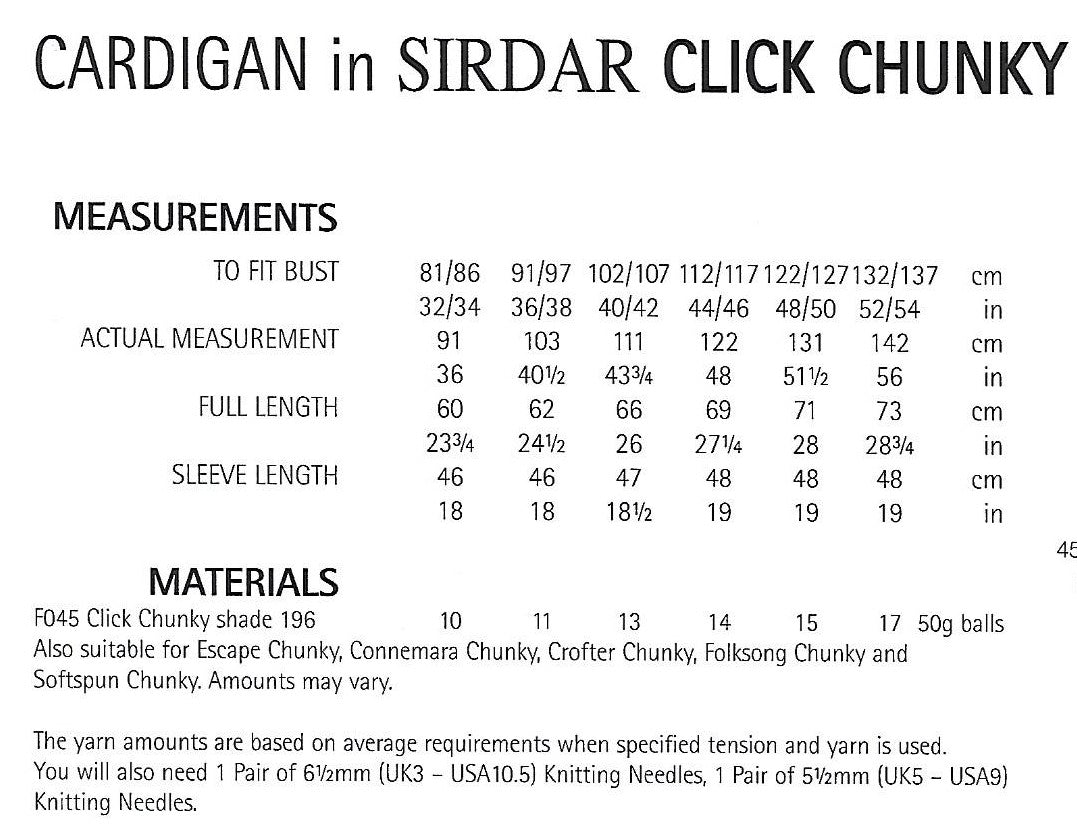 Knitting Pattern 9757 - Cardigan in Click Chunky