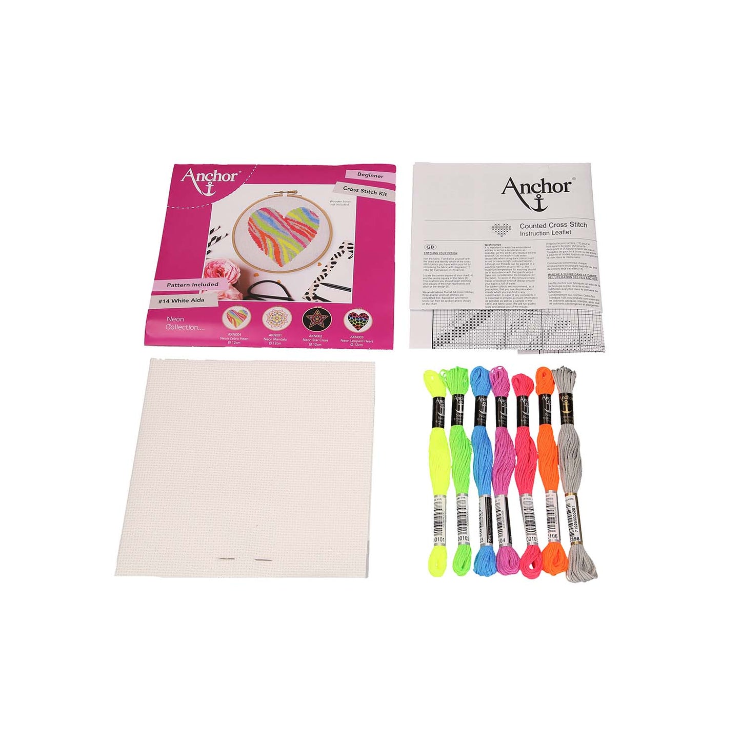 Counted Cross Stitch Kit - Beginners - Neon Heart