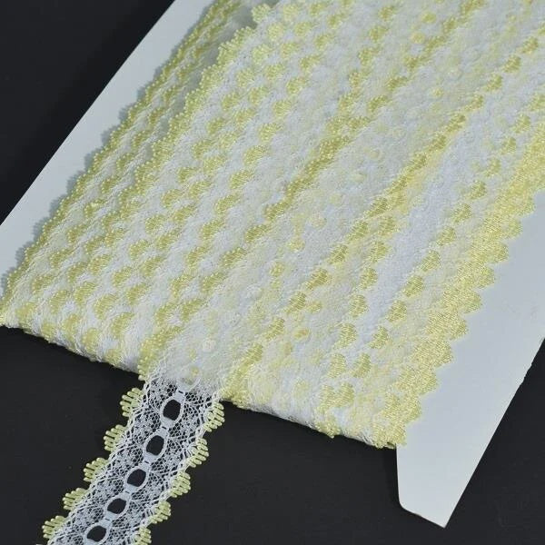 Knit In Lace (Eyelet) - 30mm - White/Yellow