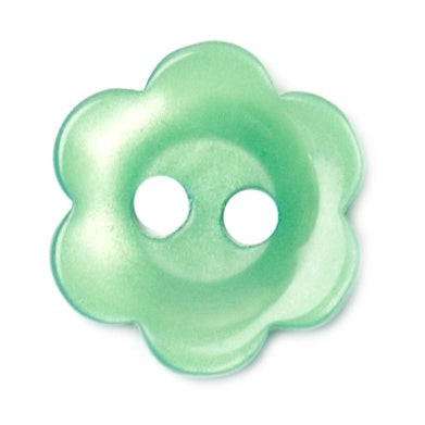 2 Hole Button - 11mm - Lime Green Flower