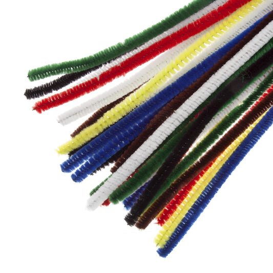 Chenilles (Pipe Cleaners) - 30cm x 6mm - Pack of 30 - MIXED COLOURS