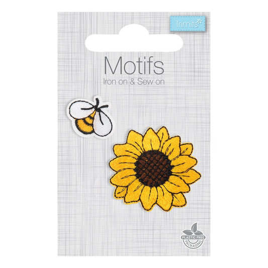 IRON ON MOTIF - Sunflower & Bee