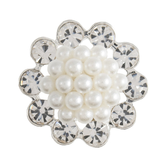 Button with Shank - 19mm - Diamante & Pearl Cluster