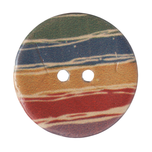 2 Hole Button - 23mm - Coconut - Multi