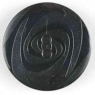 2 Hole Button - 14mm - Fancy Swirl -  Black