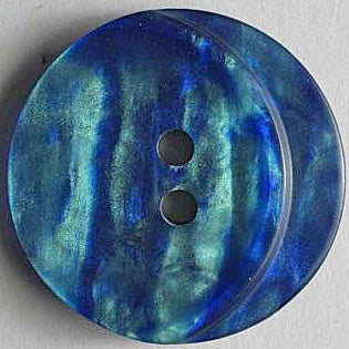 2 Hole Button - 18mm - Aqua/Blue mix