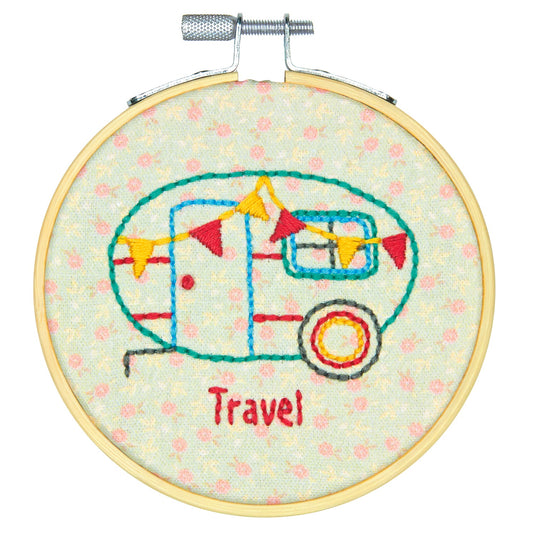 Embroidery Kit With Hoop - Camper (Travel)