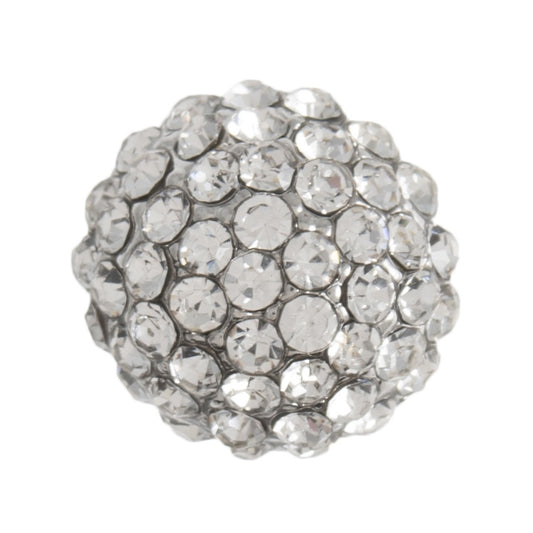 Button with Shank - Diamante Dome - Silver