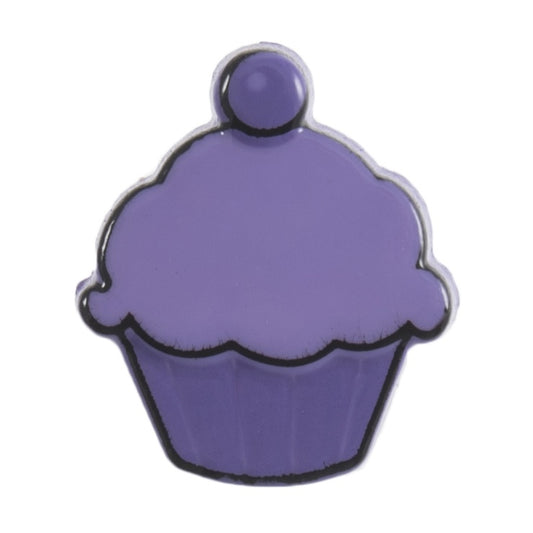 Button with Shank - 11mm - Cupcake - Purple