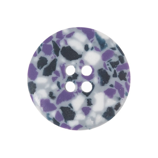 4 Hole Button - 20mm - Recycled Plastic Scrap - Grey/Purple