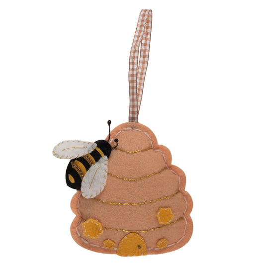Felt Hanging Ornament - Bee On Hive