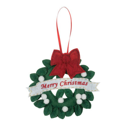 Felt Hanging Ornament - Merry Christmas Wreath