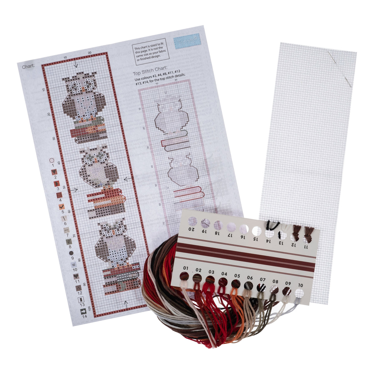 Counted Cross Stitch Kit - BOOKMARK - Owls
