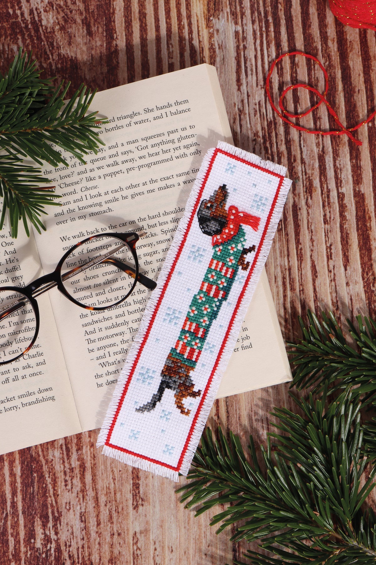 Counted Cross Stitch Kit - BOOKMARK - Silly Sausage