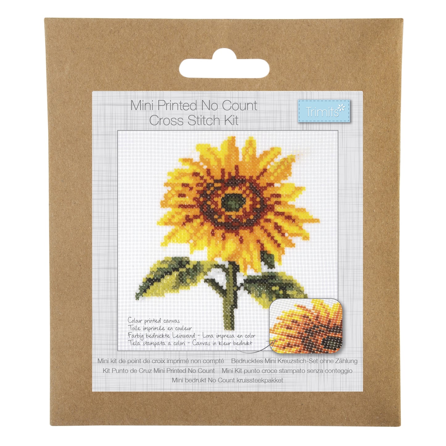 PRINTED - NO COUNT- Mini Cross Stitch kit - Sunflower