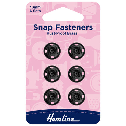 SNAP FASTENERS 13mm   Set of 6 - 2 Colours Available