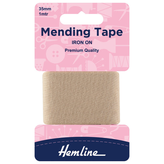 Iron On Mending/Repair Tape -BEIGE - 35mm x 100cm