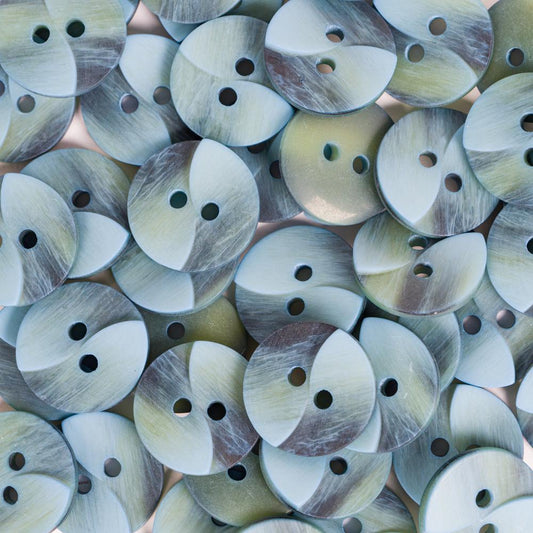 2 Hole Button - 15mm - Blue/Teal Swirl