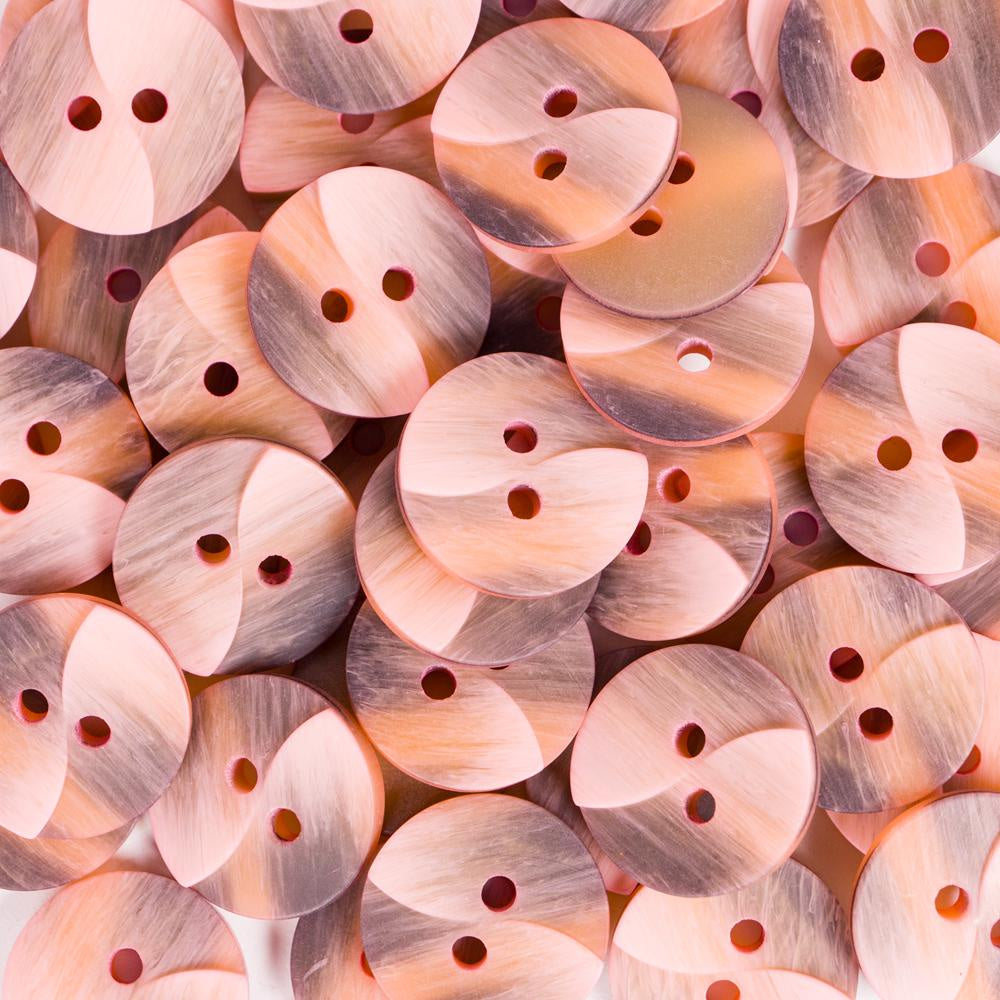 2 Hole Button - 15mm - Pink Swirl