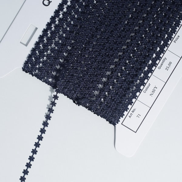 Satin Micro Daisy Trim - Navy