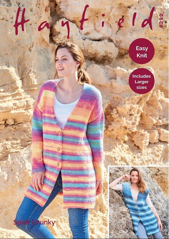 Knitting Pattern 8252 - Long Cardigan & Waistcoat in Spirit Chunky