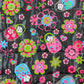QUILTED FABRIC BRIGHT FLOWERS AND DOLLS
