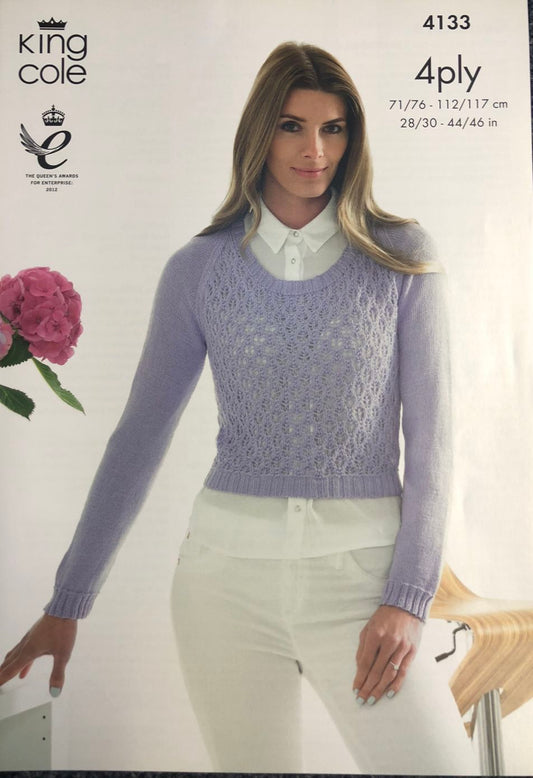 Knitting Pattern 4133 - Sweaters in 4 Ply