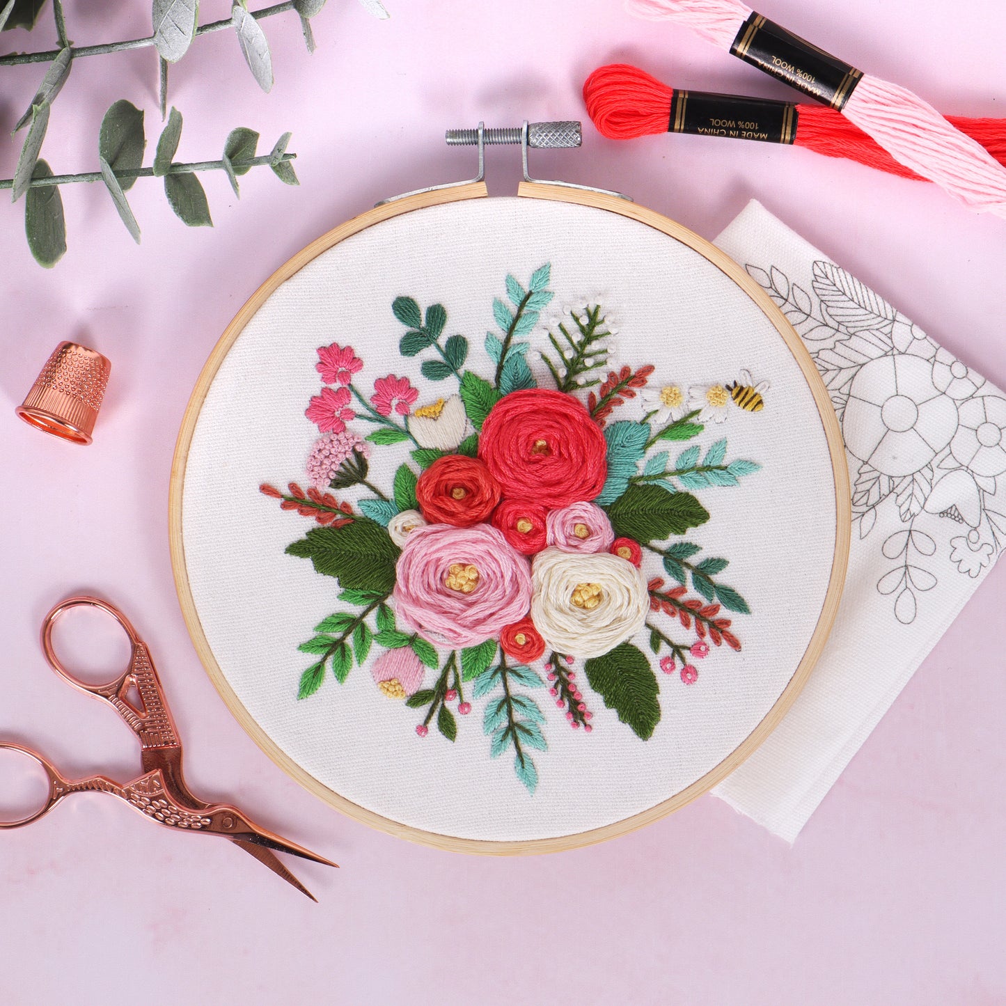 Embroidery Kit with Hoop - Rose